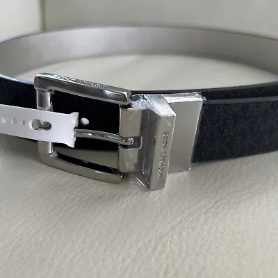 MICHAEL KORS  Women's MK Signature Twist Reversible Belt Silver Buckle Size S • $34.95