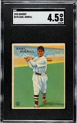 Earl Averill 1933 Goudey #194 Cleveland Indians HOF SGC 4.5 VGEX+ • $305.96