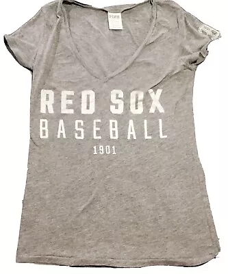 ⚾️ Victoria's Secret PINK Boston Red Sox V Neck TShirt Womens Extra Small XS MLB • $10.95