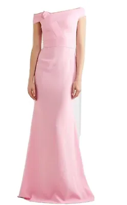 $600 • Buy Roland Mouret Gerzon Off The Shoulder Baby Pink Gown, UK10, Prsitine Condition