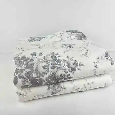 Laura Ashley Sophie Floral Toile Lined Weighted Curtains Pair In Gray • £48.07