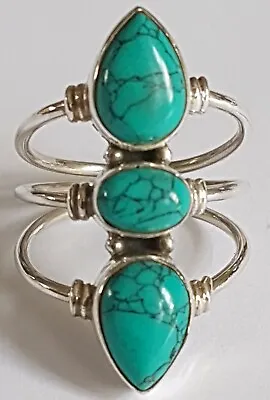 £15.99 • Buy Stunning Sterling Silver And Turquoise Ring Size Z+3