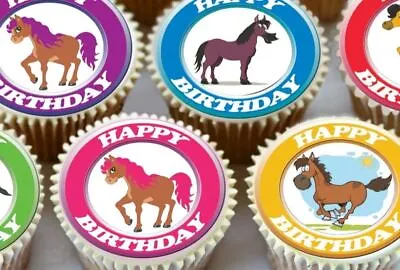 Horse Birthday Mixed Edible Cupcake Toppers Premium Decorations 7127 • £2.99