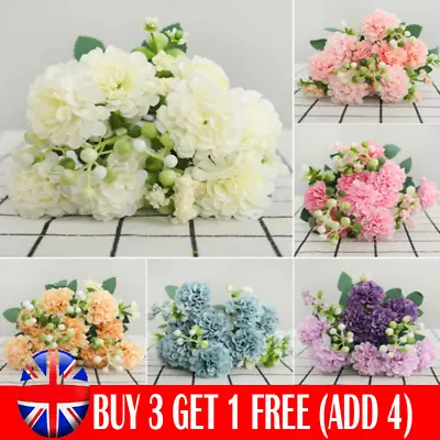 £2.99 • Buy Artificial Flowers 9 Heads Silk Peony Bouquet Fake Rose Wedding Home Party Decor