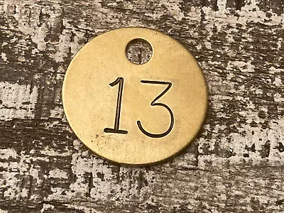 Number 13 Tag Brass Metal Vintage Numbered Keychain Stamped Cattle Tag Mining • $13.49