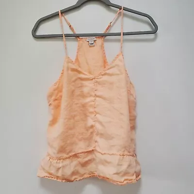 J CREW 100% Linen Racerback Tank Top Womens Size 14 Peach • $9.95