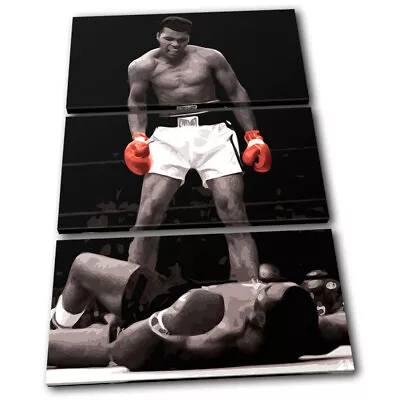 Boxing Muhammad Ali Liston Sports TREBLE CANVAS WALL ART Picture Print VA • £34.99