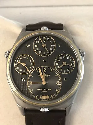 Rare Breitling 18K/SS World Time Pilots Watch Vintage Men's Watch 4 Time Zones • $2000