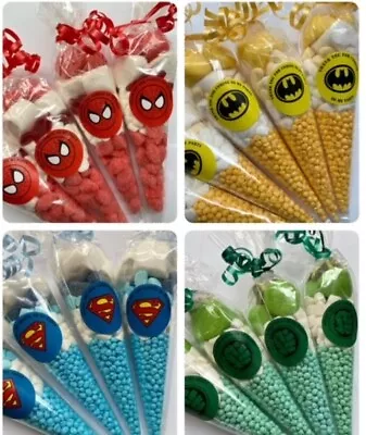 Superhero  Inspired  Sweet Cones Party Bags Favours Spider Man Hulk Batman • £1.80