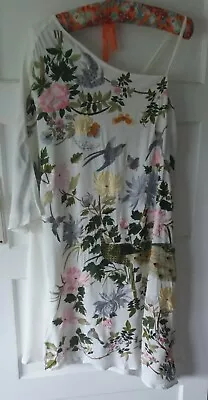 £45 • Buy Vintage Style Oriental Asymmetric Embroidered Flowers Birds Dress ASOS Size 14