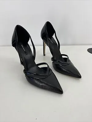 $25.20 • Buy Zara Stiletto Heels Women's Black Leather Pointed Toe Pump  Size US 6.5 EU 37