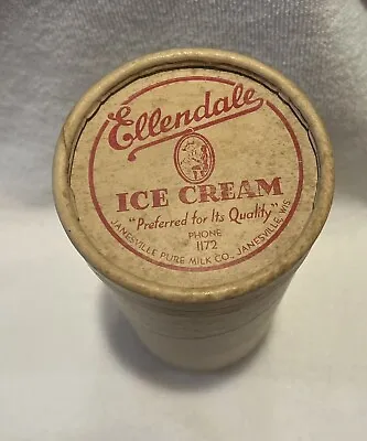 Vintage Ellendale Ice Cream Janesville WI Cardboard Cylinder Container • $20