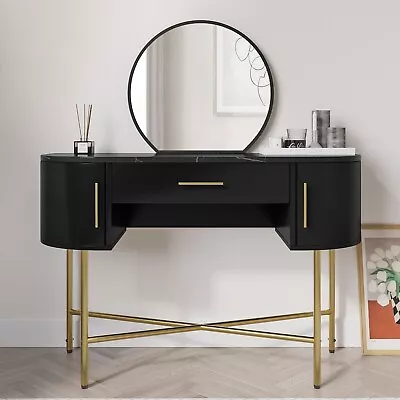 Black Marble Top Dressing Table With Mirror And Storage Drawers - Gigi GIG001 • £255.92