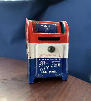 Vintage Miniature US Mail Box Red And Blue Metal Coin Bank Made In Japan 3  • $15