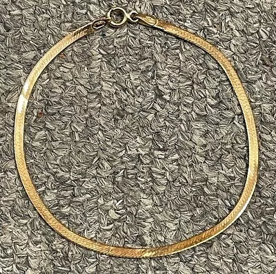 14K Yellow Gold Herringbone Bracelet 7 Inch 1.4 Grams Italy NR • £16.06