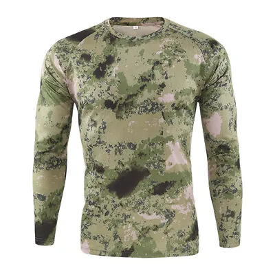 Airsoft Mens Army Quick Dry Long Sleeve T-Shirt Military Casual Tactical Camo • $15.99