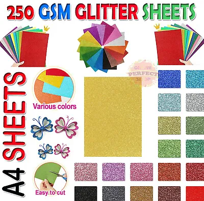 £2.85 • Buy 10-50 Adhesive Sheets A4 Glitter Card Premium Quality 250gsm Arts Crafts Paper