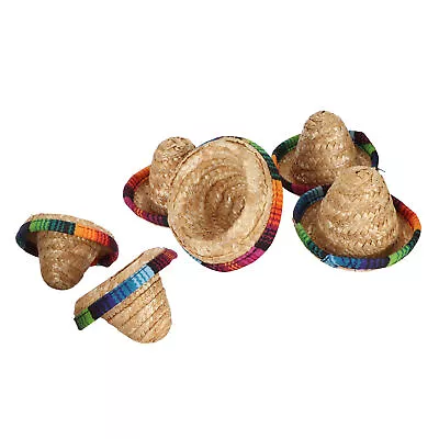 6Pcs Mini Sombrero Straw Hats 3.7in Diameter Mini Straw Hat Decoration Gift SPM • $11.18