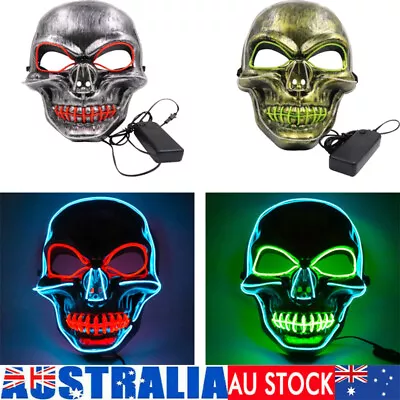 2Pcs LED Purge Mask Glow In Dark Light Up Halloween Costume Scary Rave Festival • $18.04