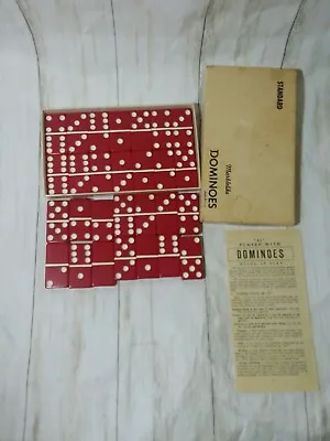 PUREMCO RED #616 Standard Premium 1960’s Domino Set USA Marblelike W/box Vintage • $40