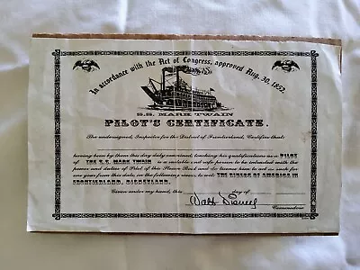 1950's Vtg Disneyland Mark Twain Riverboat Pilot's Certificate Original Disney • $39.99