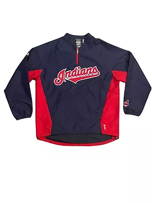 Majestic Cool Base Cleveland  Indians Pullover 1/4 Zip Jacket Wahoo Men’s Large • $44.99
