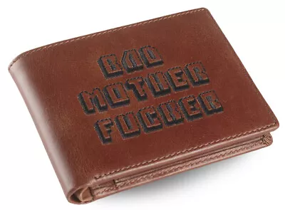 Premium Brown Embroidered Bad Mother Fu**er Leather Wallet As In Pulp Fiction • $46