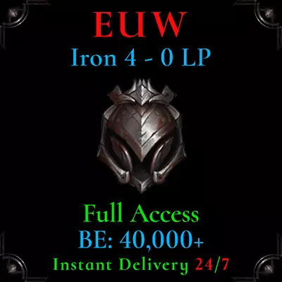EUW Iron 4 LoL Acc League Of Legends Account Low MMR Deranked Smurf 40k I4 0 LP • £47.88