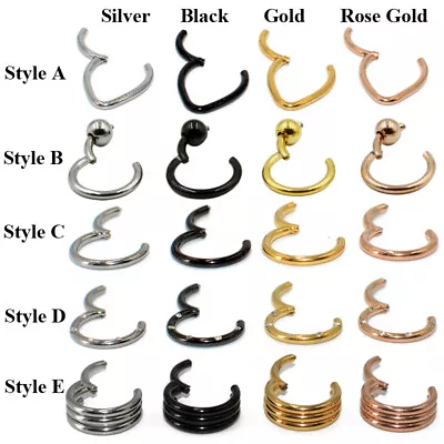 $1.99 • Buy Surgical Steel Body Jewelry Hinged Segment Nose Septum Clicker Piercing Ring 