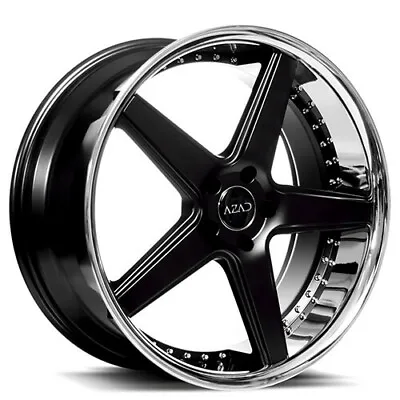 (4) 22  Azad Wheels AZ008 Semi Gloss Black With Chrome Lip Rims(B15) • $2140