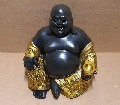 Laughing Buddha Figurine -  Black And Gold • £15.95