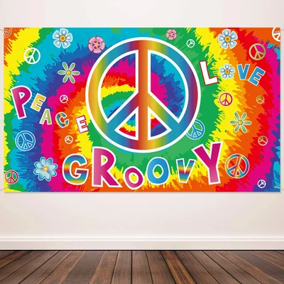 £33.44 • Buy 60'S Carnival Groovy Decoration Banner Hippie Theme Party Photography Background