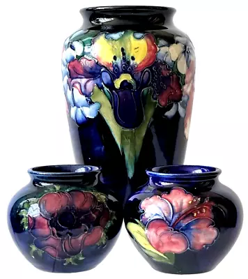 Moorcroft Art Pottery Group Of Three Marked Classical Vases. England. • $520.95