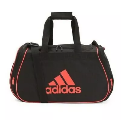 Adidas MEDIUM Diablo TRAVEL Duffel 25  Bag BLACK RED TOP U SHAPED ZIP NEW $50 • $28.25