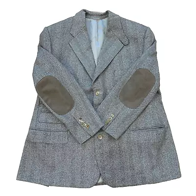 Gorgeous Handmade BESPOKE DOMENICO SPANO Blue Sportcoat Blazer 46R Elbow Patches • $125