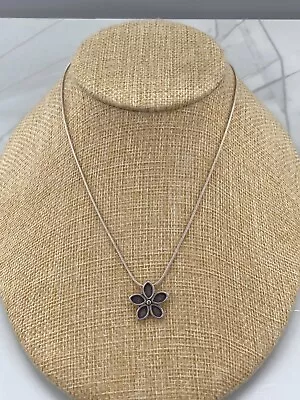 Silpada Oxidized Daisy Flower Petite Pendant Sterling Silver Snake Chain N1276 • $36.11