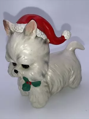  Lefton Christmas Maltese Dog In Santa Hat Figurine #X-H7069 • $19.99