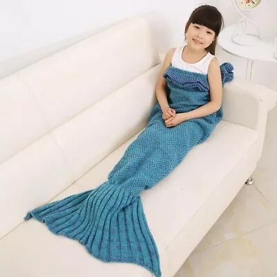 Mermaid Tail Blanket For Kids By Cloud-Castle - Knitted 135 X 65cm • £9.99