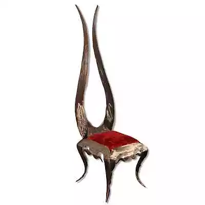 Michael Bayly Gothic Abstract Welded Metal Art Chair Red Velvet Seat 63  • $418