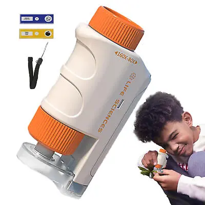 $11.55 • Buy Mini Pocket Microscope Kit 80-160x Lab Handheld Microscope Battery Powered 