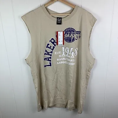 Los Angeles Lakers Tank Top Shirt Ultra Game Beige Men’s XXL NWT NBA • $25