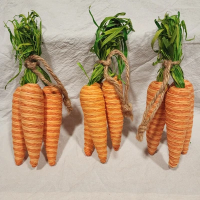 $20 • Buy Pier 1 Imports Easter Raffia Large Carrots Decoration 9 Piece Rabbit Bunny 