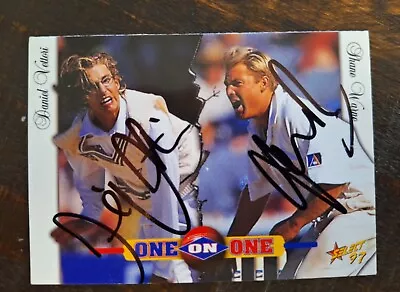Shane Warne & Daniel Vettori Signed Colour Cricket Card Memorabilia • $95