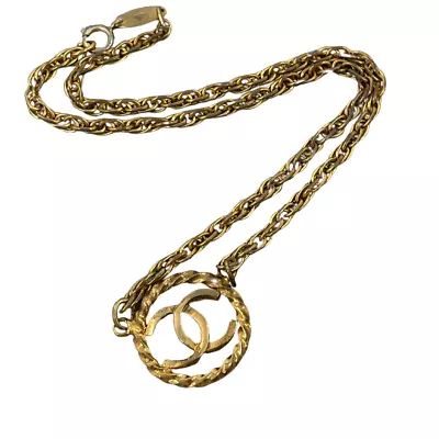 Auth CHANEL Coco Gold Necklace 1983 GP • £361.42
