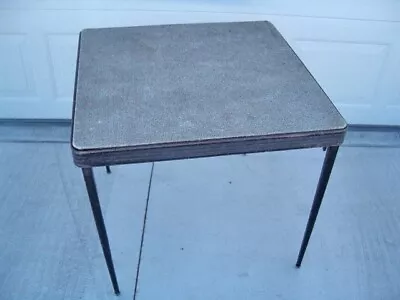 Vintage Durham Model 3 Folding Card Table Mid Century Modern Metal Leg Vinyl Top • $39.95