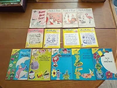 13 Vintage Ephemera Craft Books Pack-o-Fun Holidays Kitschy Hot Iron Transfers • $18