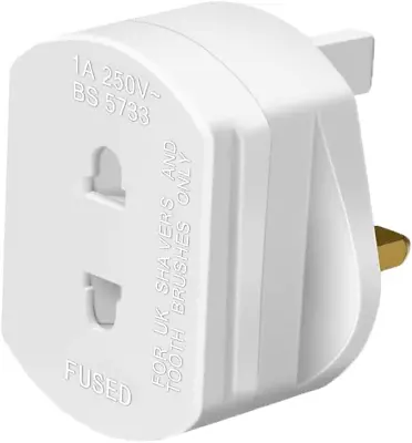 Gadgets Hut UK - 2 To 3 Pin 1A Fuse Adapter Plug For Shaver And Toothbrush • £5.43