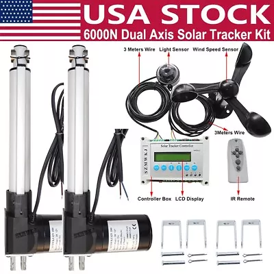 6000N Complete Dual Axis Solar Tracking System -DC12V 2X8  Linear Actuators Kits • $244.99