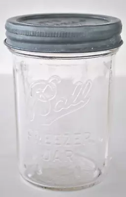 Vintage 1947~1952 BALL FREEZER JAR PINT W/ ORIGINAL LID ~ STIPPLED RIBS RB #201 • $35