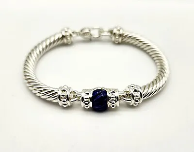 JUDITH RIPKA Lapis Lazuli Sterling Silver Cuff Bangle Bracelet Lobster Clasp  • $199